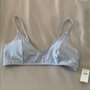 Seersucker-Stripe Bralette Swim Top